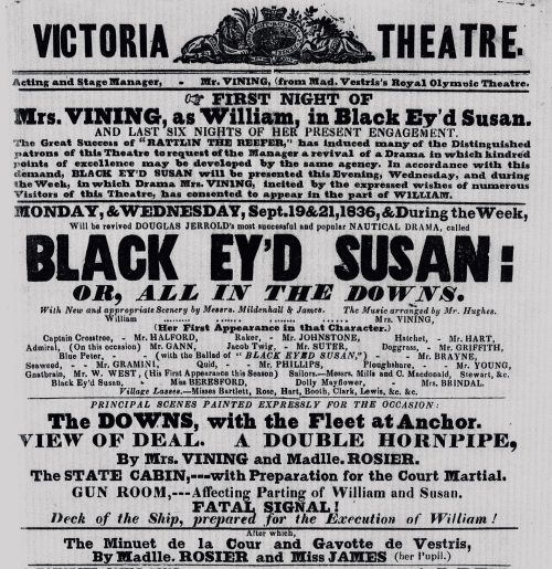 Playbill for Black-Eyed Susan (1829)